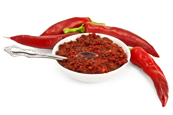 Adjika with fresh hot pepper — Stock Photo, Image