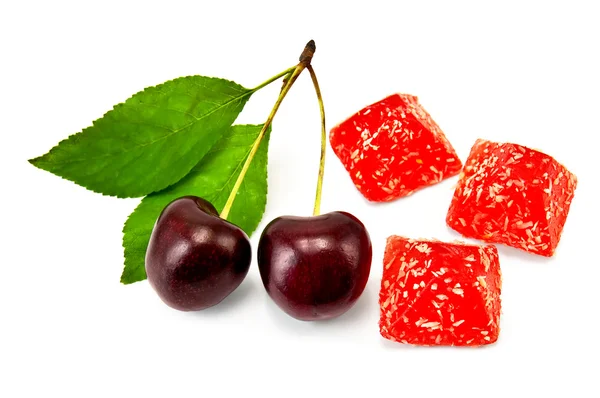 Gelatina rossa con ciliegia — Foto Stock