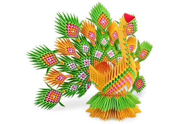 折り紙黄色緑の鳥 — ストック写真
