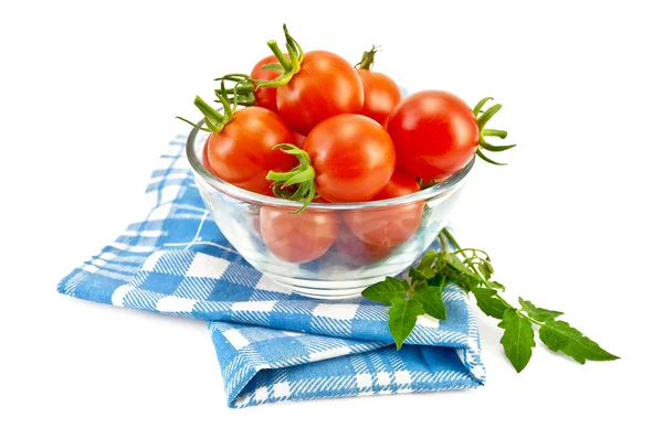 Tomatoes in a glass on a napkin — Stock Photo, Image
