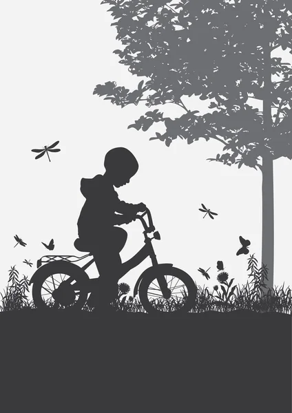 Garçon sur un vélo — Image vectorielle