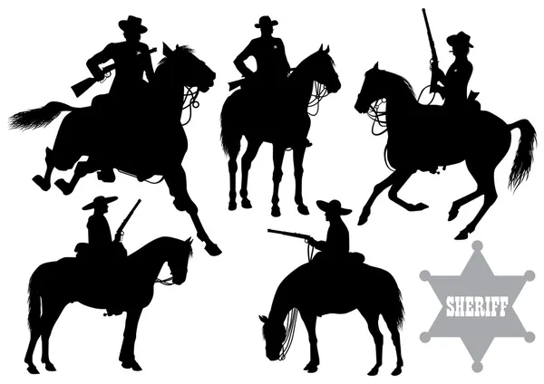Cowboy, shérif, cavalier dans un sombrero — Image vectorielle