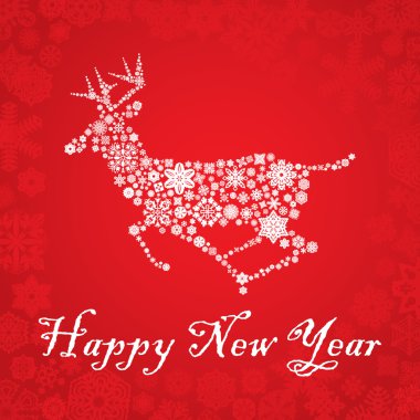 kar tanesi geyik Noel kartı