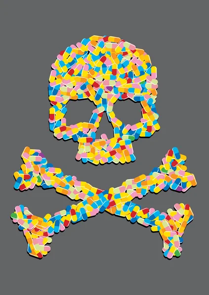 Crâne fabriqué à partir d'une pilule capsule — Image vectorielle
