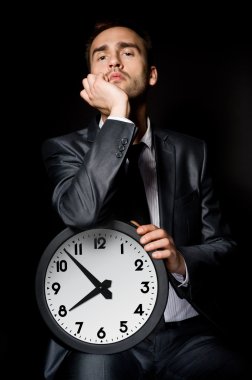 Businessman with clock clipart