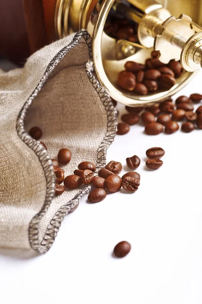 커피와 커피 분쇄기 앙 가방 — 스톡 사진