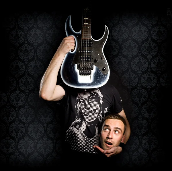 Gitarrist med huvudet avskuret — Stockfoto