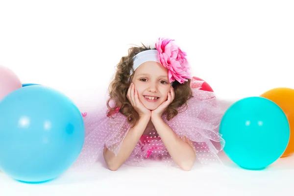 The girl with balloons — Stock Photo, Image