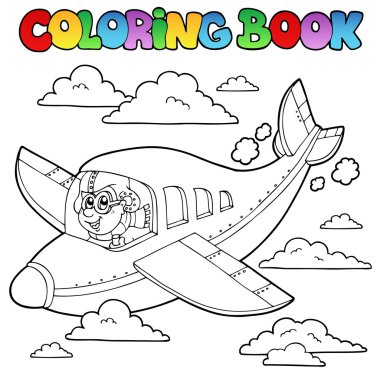 Coloring book with cartoon aviator clipart