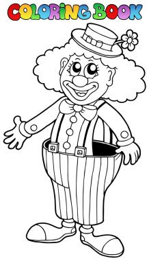 Coloring book with happy clown 2 clipart