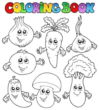 Coloring book with vegetables clipart