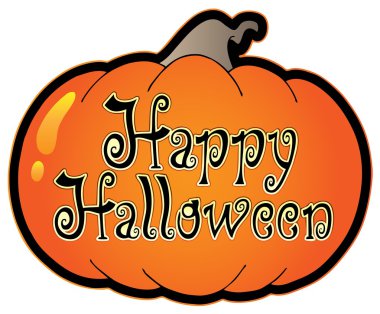 Pumpkin with Happy Halloween sign clipart