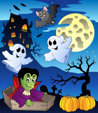 Scene with Halloween theme 2 clipart