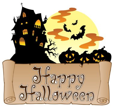 Theme with Happy Halloween banner 1 clipart