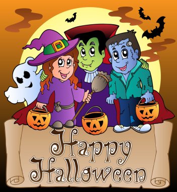 Theme with Happy Halloween banner 3 clipart