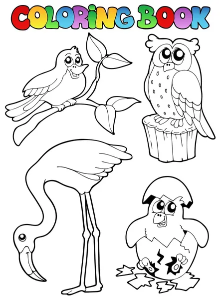Livro de colorir com pássaros — Vetor de Stock