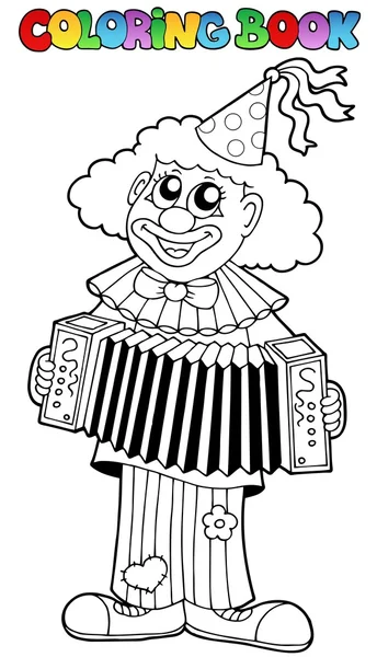 Livre à colorier avec clown heureux 1 — Image vectorielle