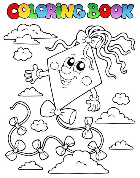 Coloring book with kite 1 — Stock Vector