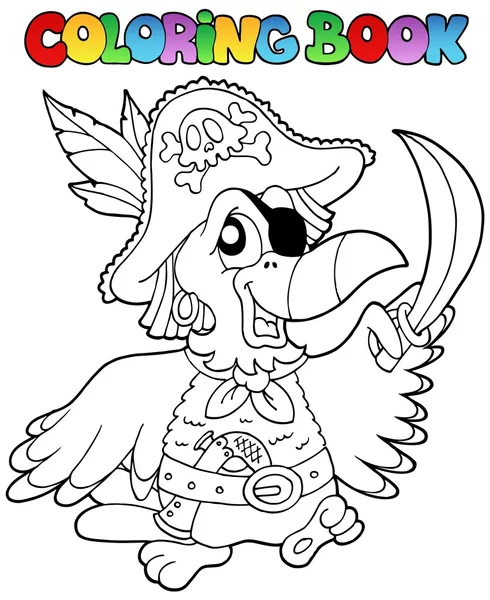 Coloring book with pirate parrot — Stock Vector