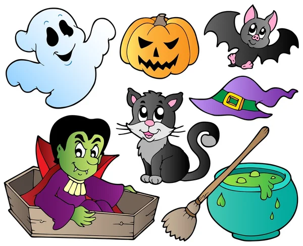 Halloween lindo conjunto de dibujos animados 1 — Archivo Imágenes Vectoriales