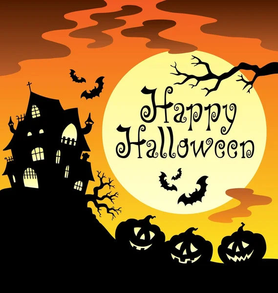Tema de Halloween feliz com Lua 1 —  Vetores de Stock