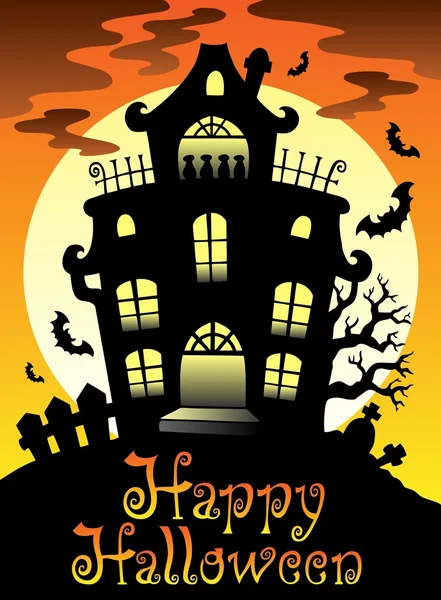 Tema de Halloween feliz com lua 2 — Vetor de Stock