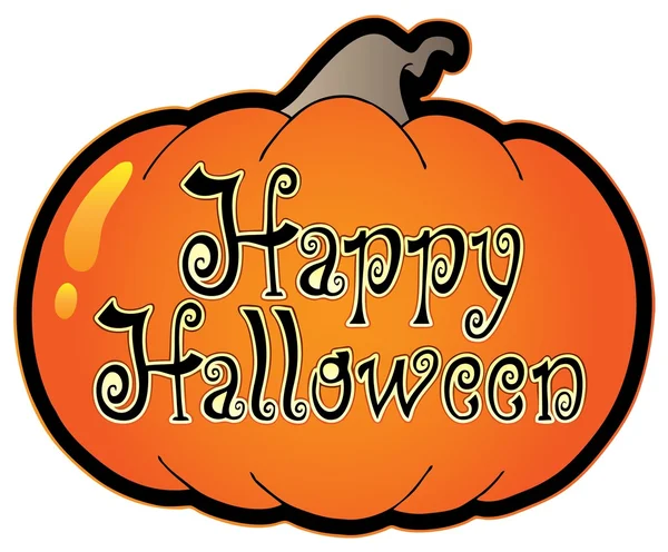 Abóbora com sinal de Halloween feliz — Vetor de Stock