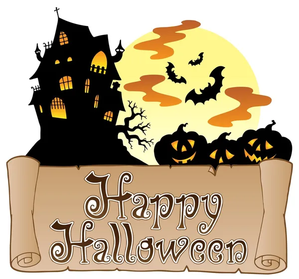 Tema con banner felice Halloween 1 — Vettoriale Stock