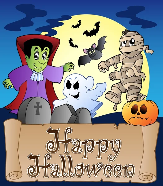 Tema com feliz banner de Halloween 4 — Vetor de Stock