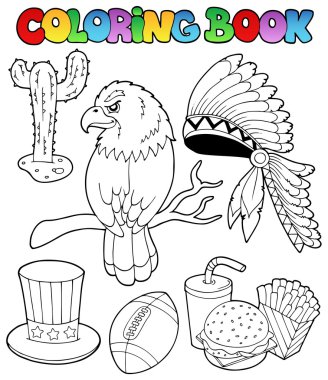 Coloring book American theme images clipart