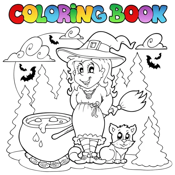 Uma bruxa bonita e o seu caldeirão - Dia das Bruxas - Coloring Pages for  Adults