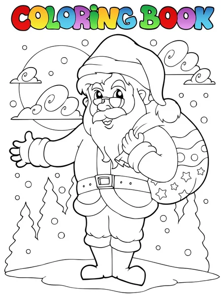 Livro para colorir Papai Noel tema 1 — Vetor de Stock