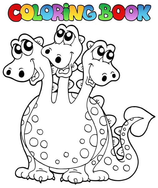 Libro para colorear dragón de tres cabezas — Vector de stock