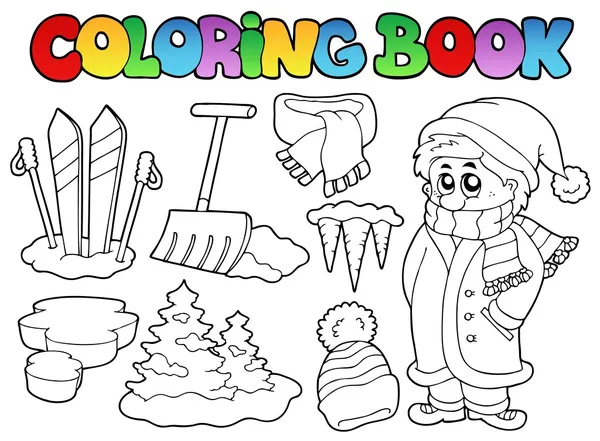 Livro para colorir tema de inverno 3 — Vetor de Stock