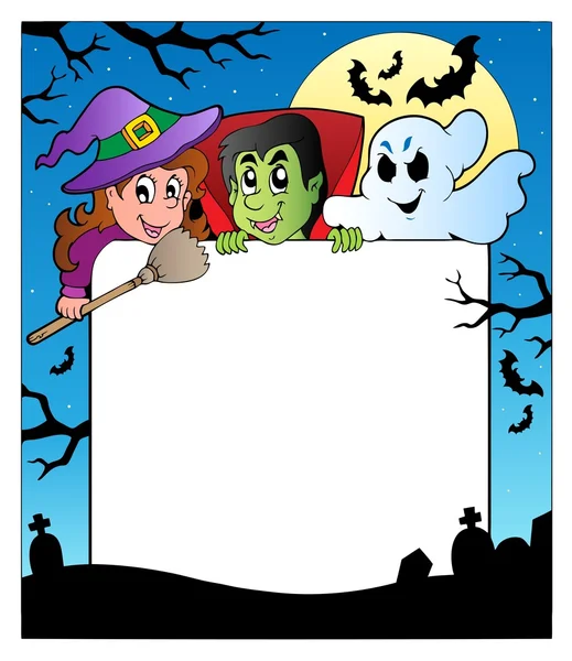 Cadre avec caractères Halloween 2 — Image vectorielle