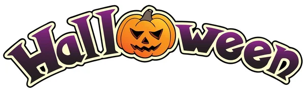 Halloween sign with big pumpkin — Stock Vector