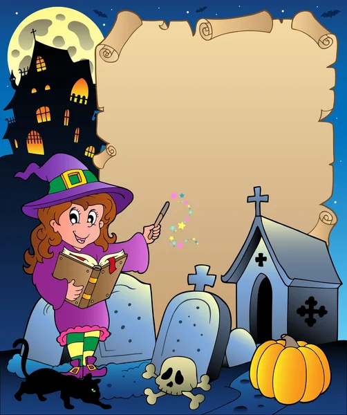 Parchemin avec thème d'Halloween 5 — Image vectorielle