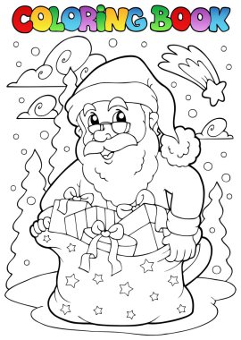 Coloring book Santa Claus theme 3 clipart