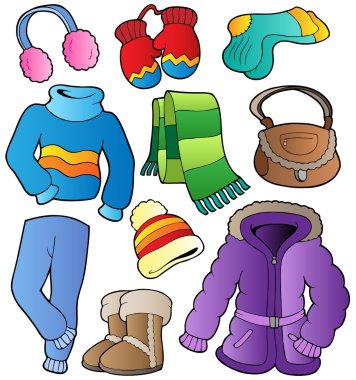 Winter apparel collection 1 clipart