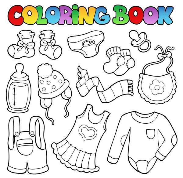 Obarvení kniha dětské oblečení — Stockový vektor