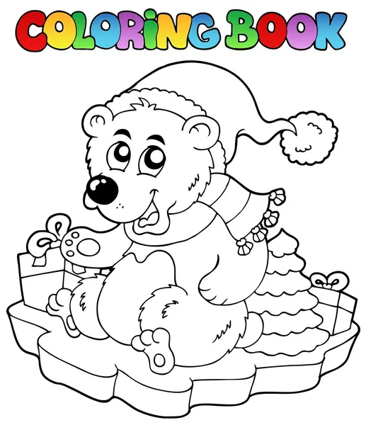 Coloring book Christmas bear — Stock Vector