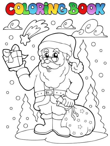 Malbuch Weihnachtsmann Thema 2 — Stockvektor