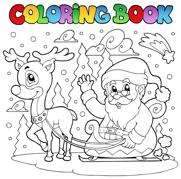 Coloring book Santa Claus theme 4 — Stock Vector