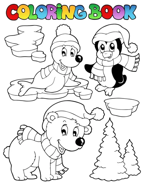 stock vector Coloring book wintertime animals 2