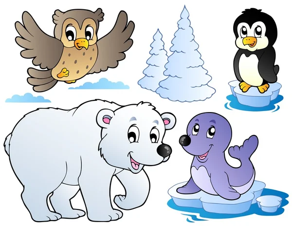 Various happy winter animals — Stock Vector