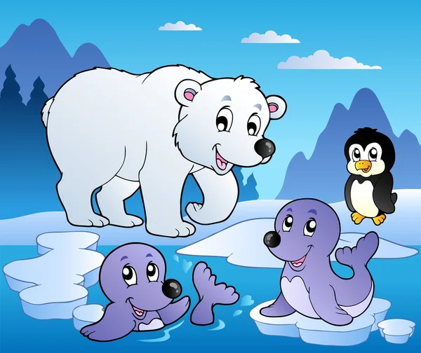 Zimní scény s různými zvířaty 1 — Stockový vektor