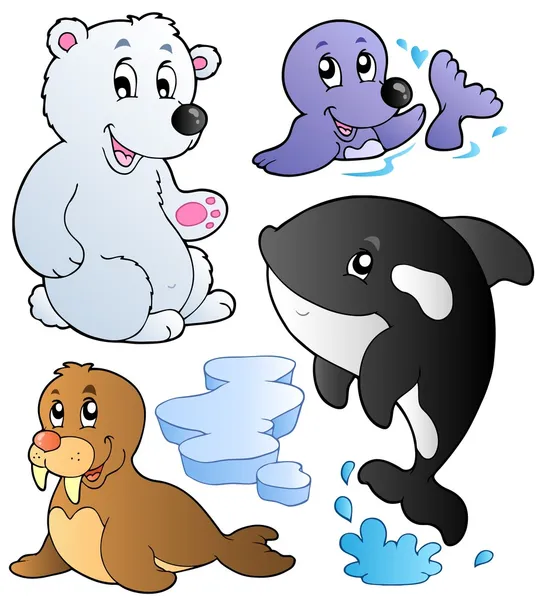 Wintertime animals collection 1 — Stock Vector