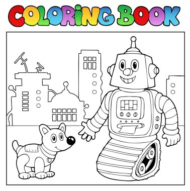 Coloring book robot theme 2 clipart