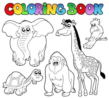 Coloring book tropical animals 2 clipart