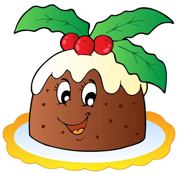 Cartoon Christmas pudding — Stockvector
